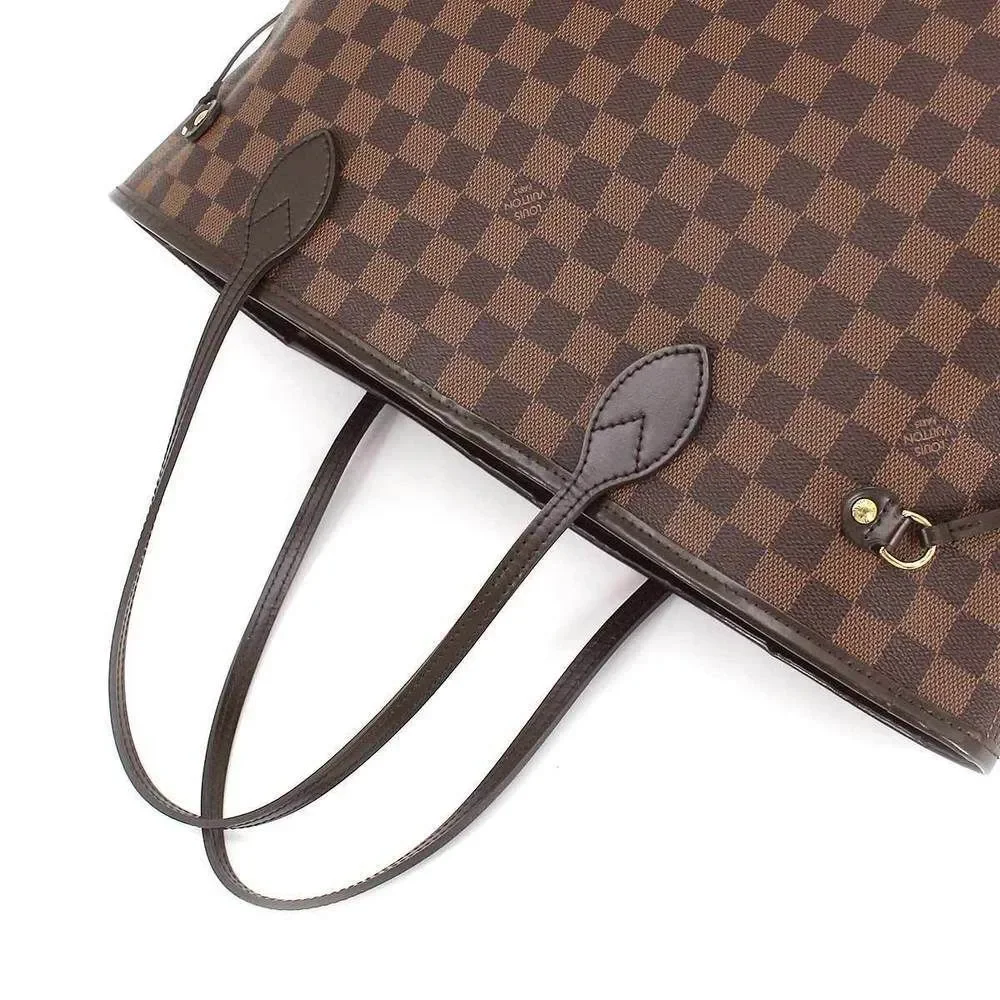 Louis Vuitton Damier Neverfull MM Tote Bag Ebene Cerise Brown Gold Hardware